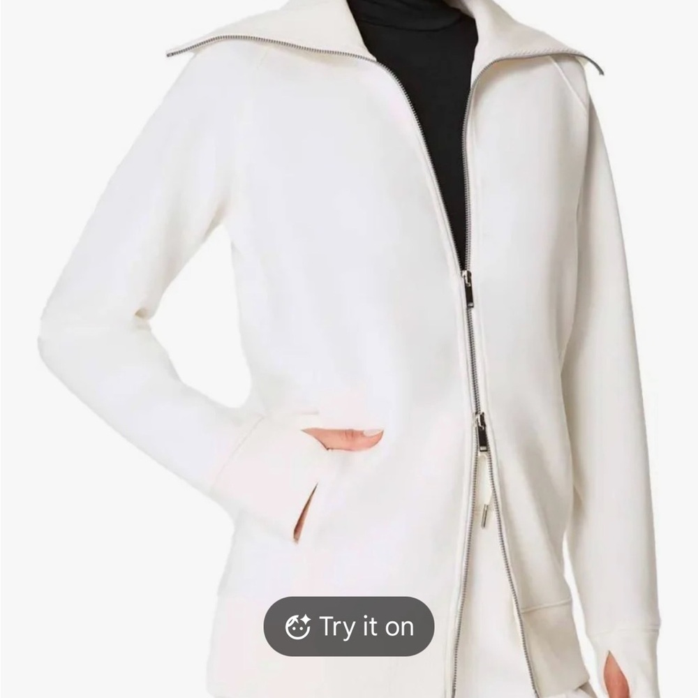 SPANX Cream Ribbed Zip-Up Jacket - Picture 3 of 7